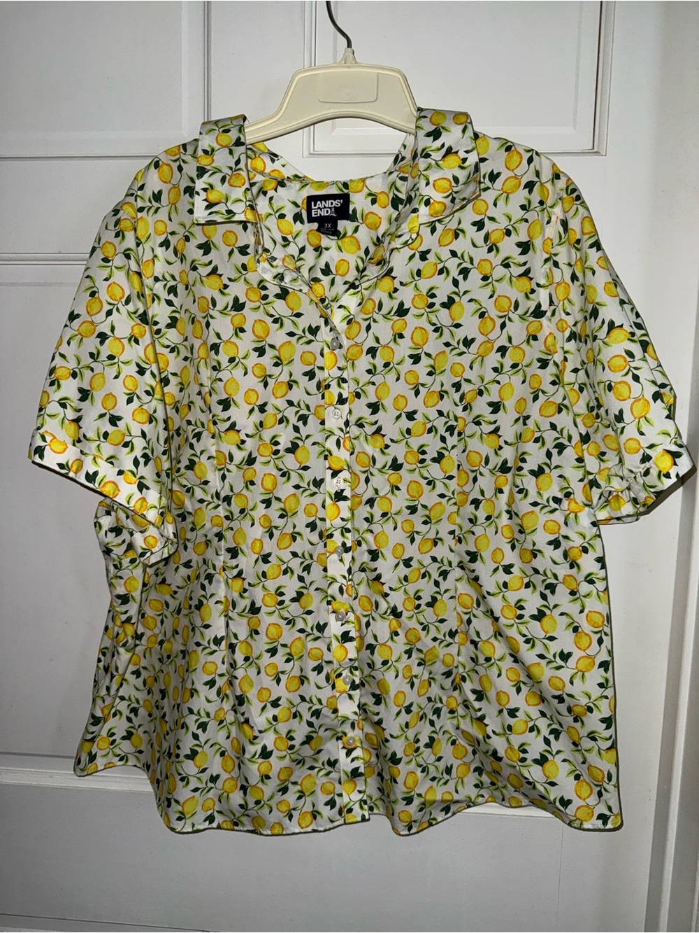 Lands' End Yellow Lemon Print Blouse - Picture 2 of 6